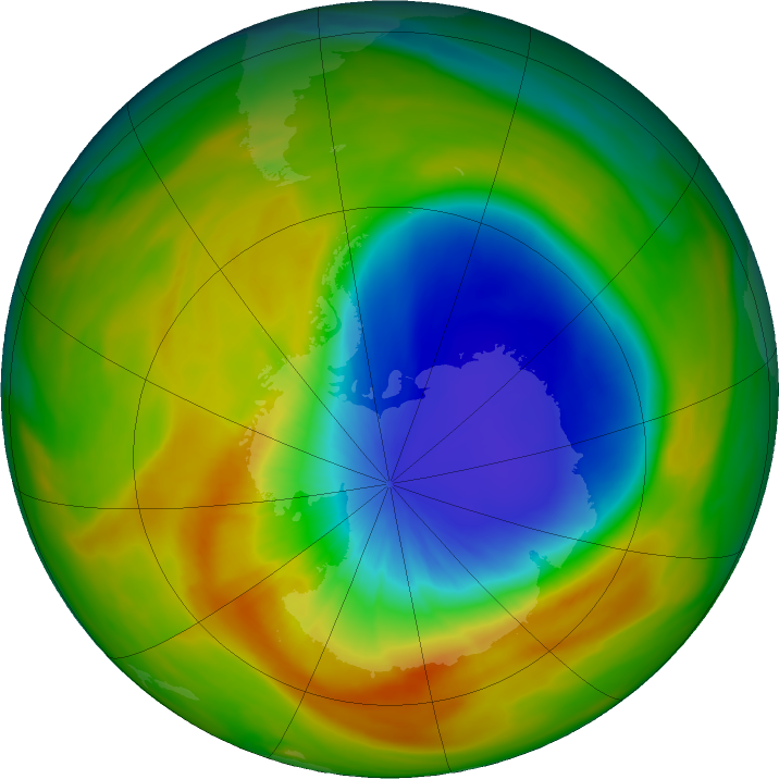 Antarctic ozone map for 06 October 2019